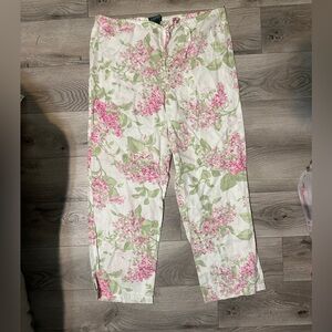 Lauren Ralph Lauren Pink and Green Floral Pants